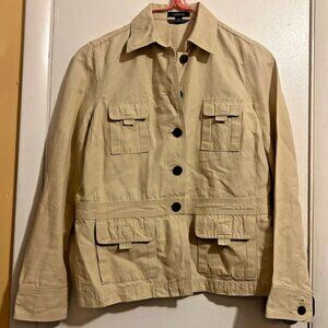Womens Lands' End Khaki Sz. 10 Cotton/Linen Blend Utility Jacket-NWOT-Very Cute